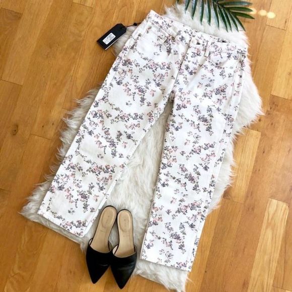 Rag & Bone micro floral wide leg high rise boyfriend Jeans size 25 new - Picture 2 of 7